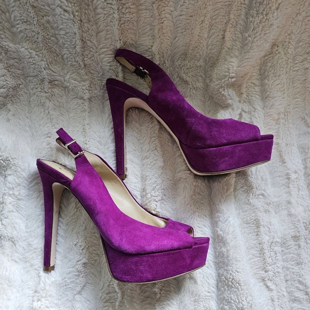 Jessica Simpson sabela slingback platform heels 7.5 Magenta Purple